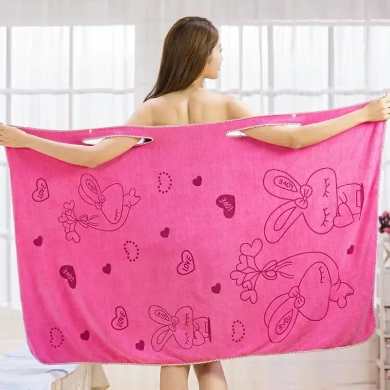 

Wearable Large Printing Bath Towel Soft Quick Dry Miraculous Microfiber Absorbent Sauna Bathrobes Beach Cover Up Towel Wholesale