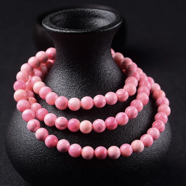 Женский розовый отдел три круга бисера ручная струна цветущая персиковая