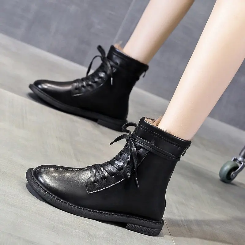 

New Casual Women Shoes Winter Hot Hot Leather Women's Boots Fashion Trend Comfortable Soft Wild Plush Warm Short Tube Boots