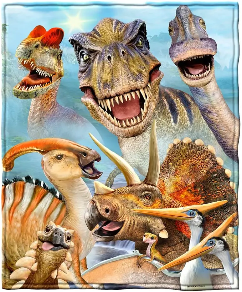 

Супермягкое плюшевое Флисовое одеяло с динозаврами для селфи