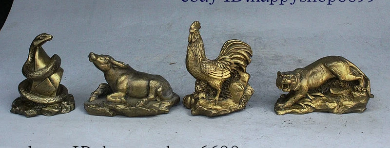 Rare Folk China FengShui Brass Auspicious 12 Zodiac Year Animal Statue Full Set | Дом и сад
