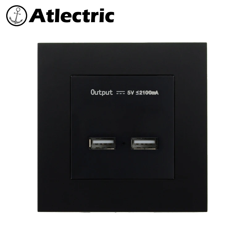 Atlectric пластиковая панель розетка ЕС FR стандартная настенная розетка Usb 86 мм* 86 мм вилка электрическая розетка Франция Enchufe