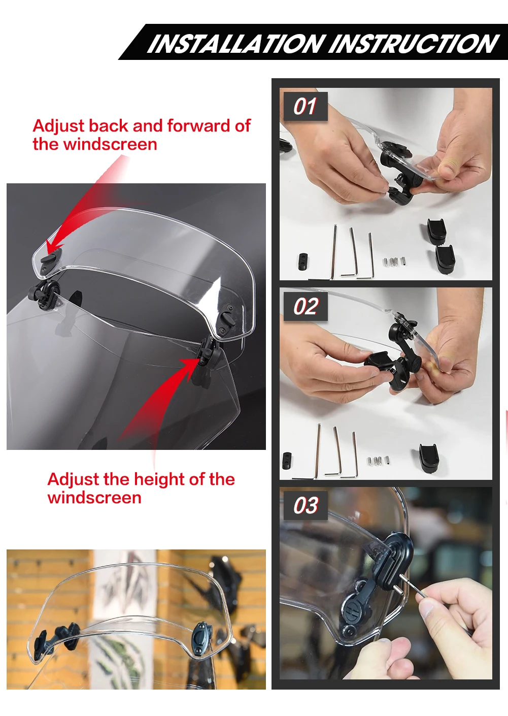 Универсальный Регулируемый ветровой экран для мотоцикла спойлер на лобовое