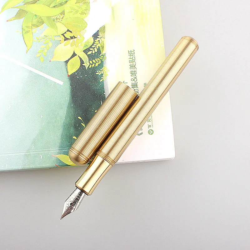 

Metal Full Brass Fountain Pen Threaded Surface Ink Pen Original Box