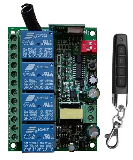 Smart Multiple AC110V 220V 230V 10A 315/433 МГц 4CH 4 CH Беспроводное реле RF Пульт дистанционного