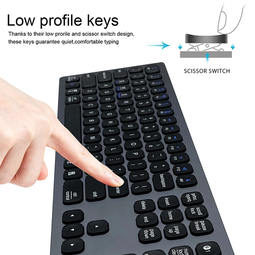 

BK9803 Bluetooth Keyboard Type-C Rechargeable Wireless 110-Key Keyboard for MacOS Smartphone Tablet Support Android Windows