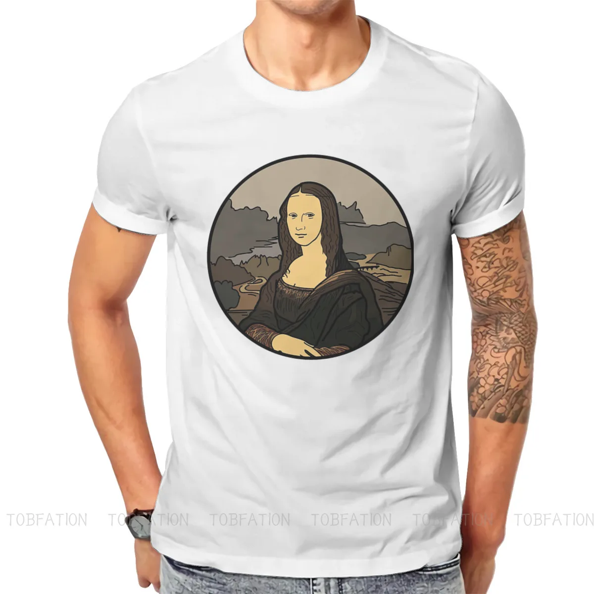 

Оригинальные футболки с изображением картины Моны Лизы, оригинальная Мужская футболка с рисунком, новые трендовые топы, размеры S-6XL