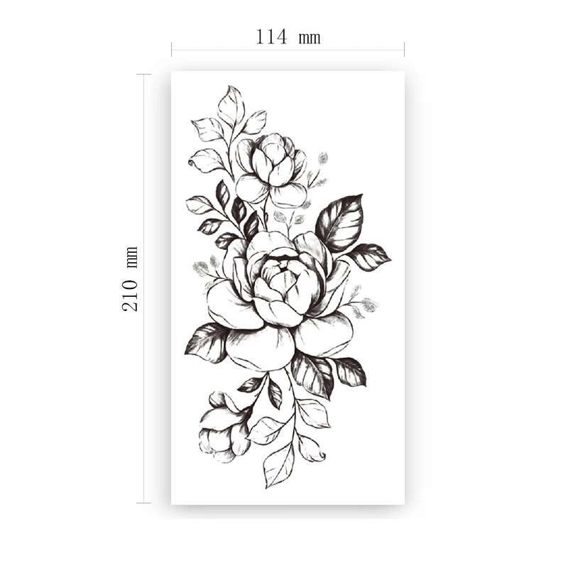 

Temporary Tattoo Stickers Plain Flower Peony Rose Branches Leaves Fake Tattoos Waterproof Tatoos Arm Large Size for Women Girl