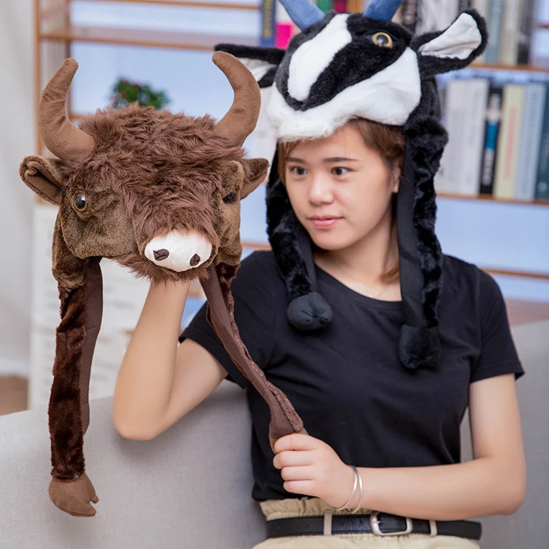 

Kawaii cute cartoon anime plush animal antelope hat pillow doll car room decoration children's holiday gift