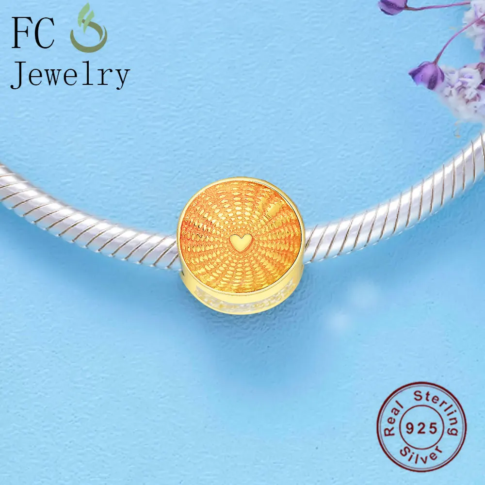 FC Jewelry Fit Original BrandCharms Bracelet 925 Silver European Gold Color Shine Rays Sunshine Beads Women Berloque DIY Gift | Украшения и