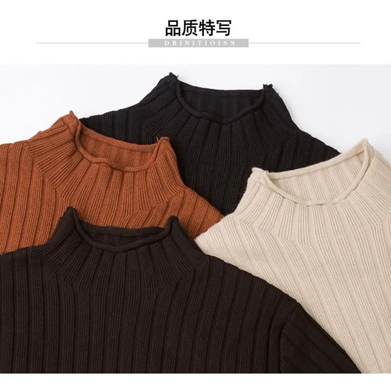 

2021 Autumn And Winter New Knit Dress Female Winter Half High Collar Long Skirt Korean Version Of The Loose Knee Sweater Skirt