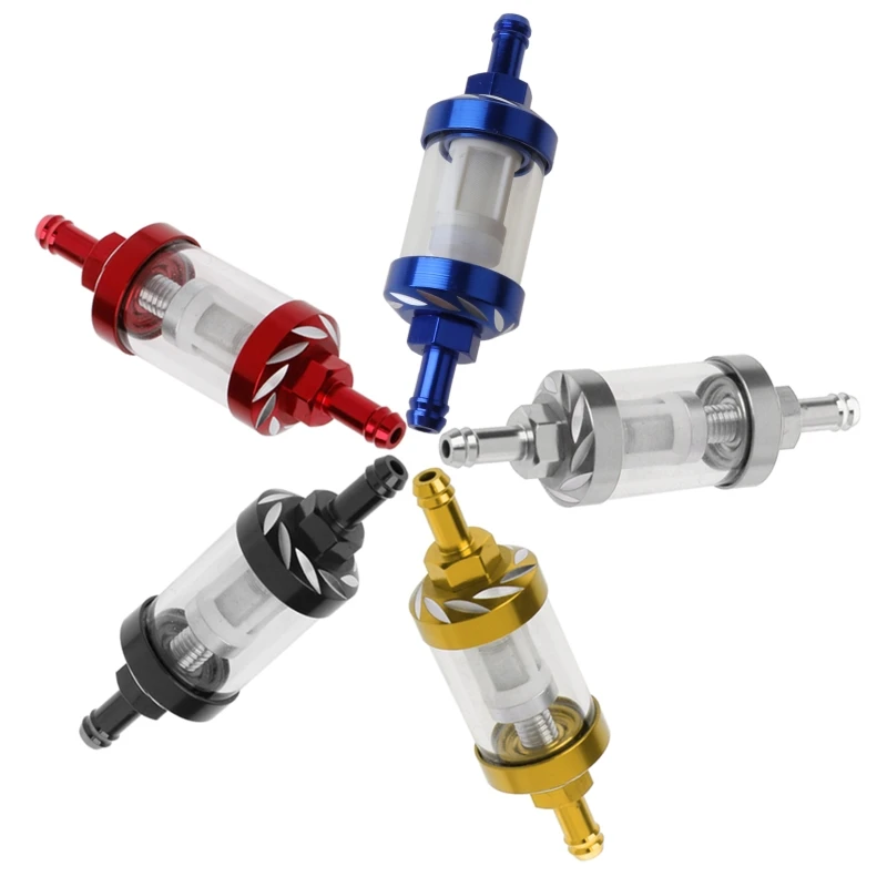 CNC 8 мм газовый топливный фильтр скутер Универсальный алюминиевый прозрачный вид