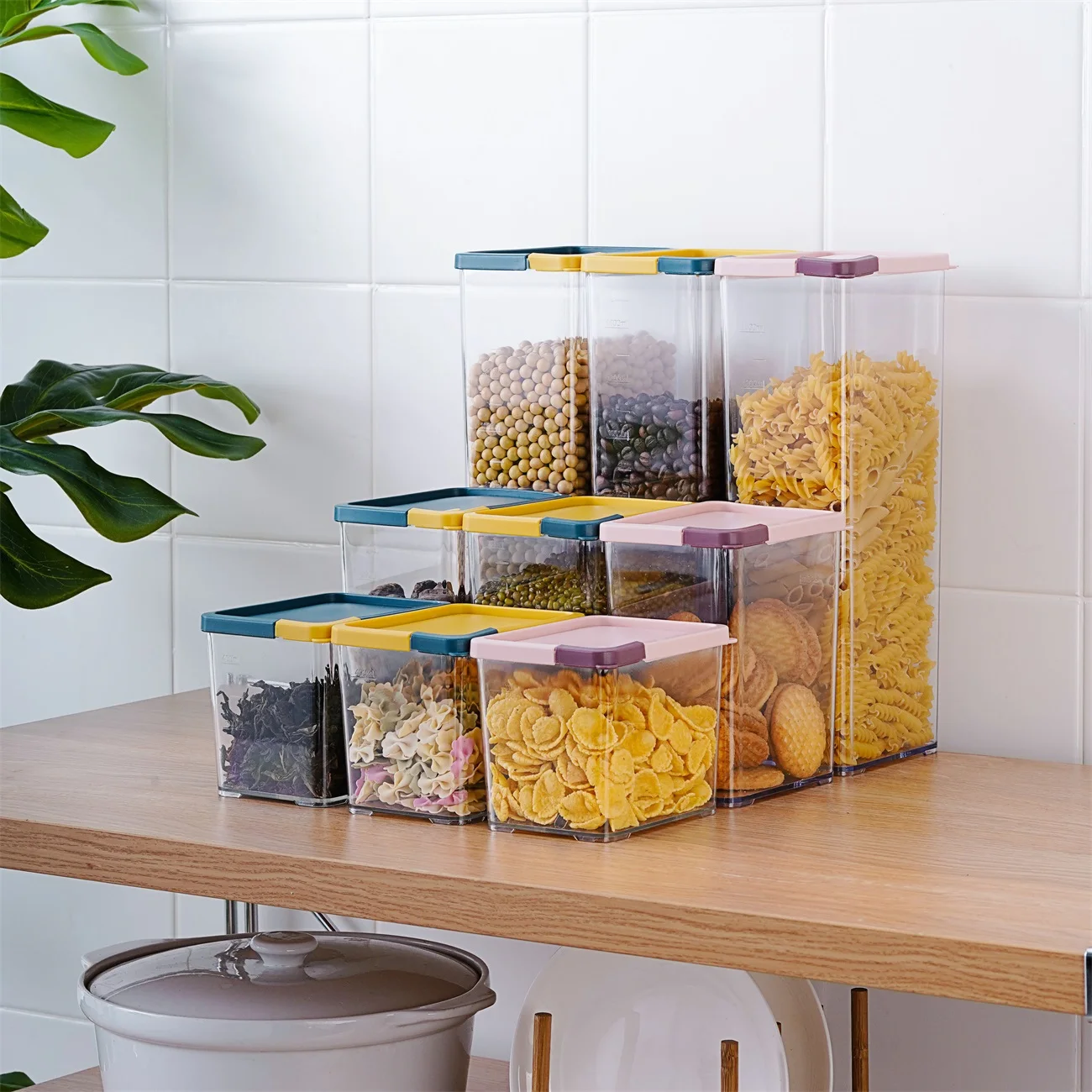 

Food Storage Box Cereal Container Tea Coffee Candy Snacks Storage Tank Grains Sealed Cans Canister Container Transparent Jars