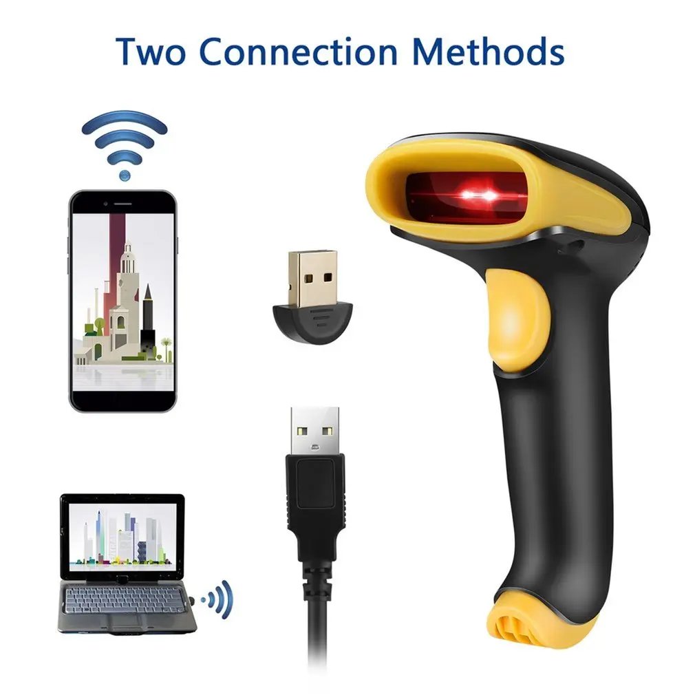 Bluetooth 4,0 usb-сканер штрихкодов проводной Ручной лазерный сканер штрихкодов автоматическое распознавание и сканирование(черный и желтый
