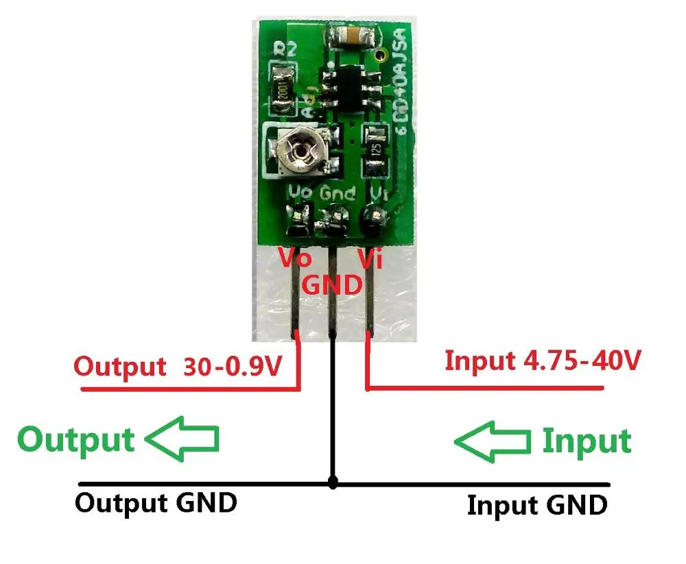 

DD40AJSA 1A small DC DC Step Down Converter Module 24V 12V 9V to 5V 3.3V 3V Adjustable Output for Arduino DUE UNO Breadboard