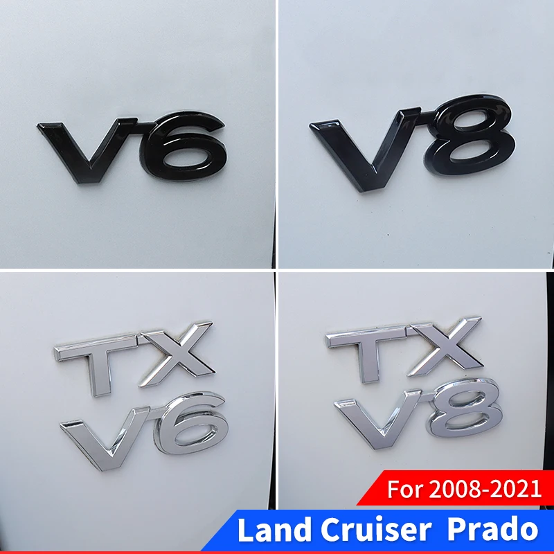 

For Toyota LAND CRUISER 200 Prado 120 150 Car Logo Displacement V8/TX/TXL/5.7/V6/Black Letter Sticker Car Decoration Accessories