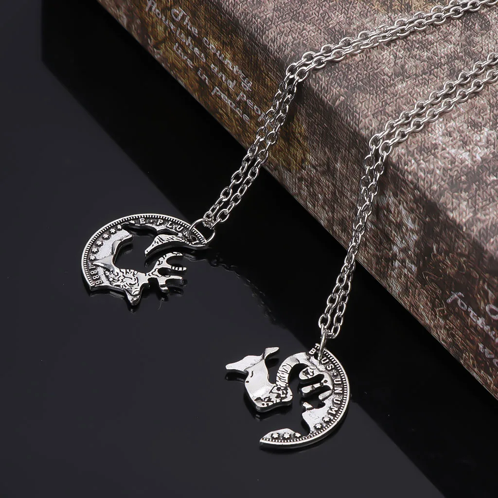 Ожерелье-пазл в форме головы оленя для влюбленных комплект модные ювелирные