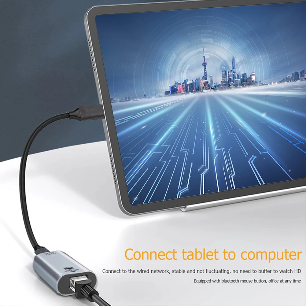 

1m Type-c To Gigabit Ethernet Adapter 1000Mbps High Speed Mini Portable Network Card Computer Accessories Home Office Easy Use