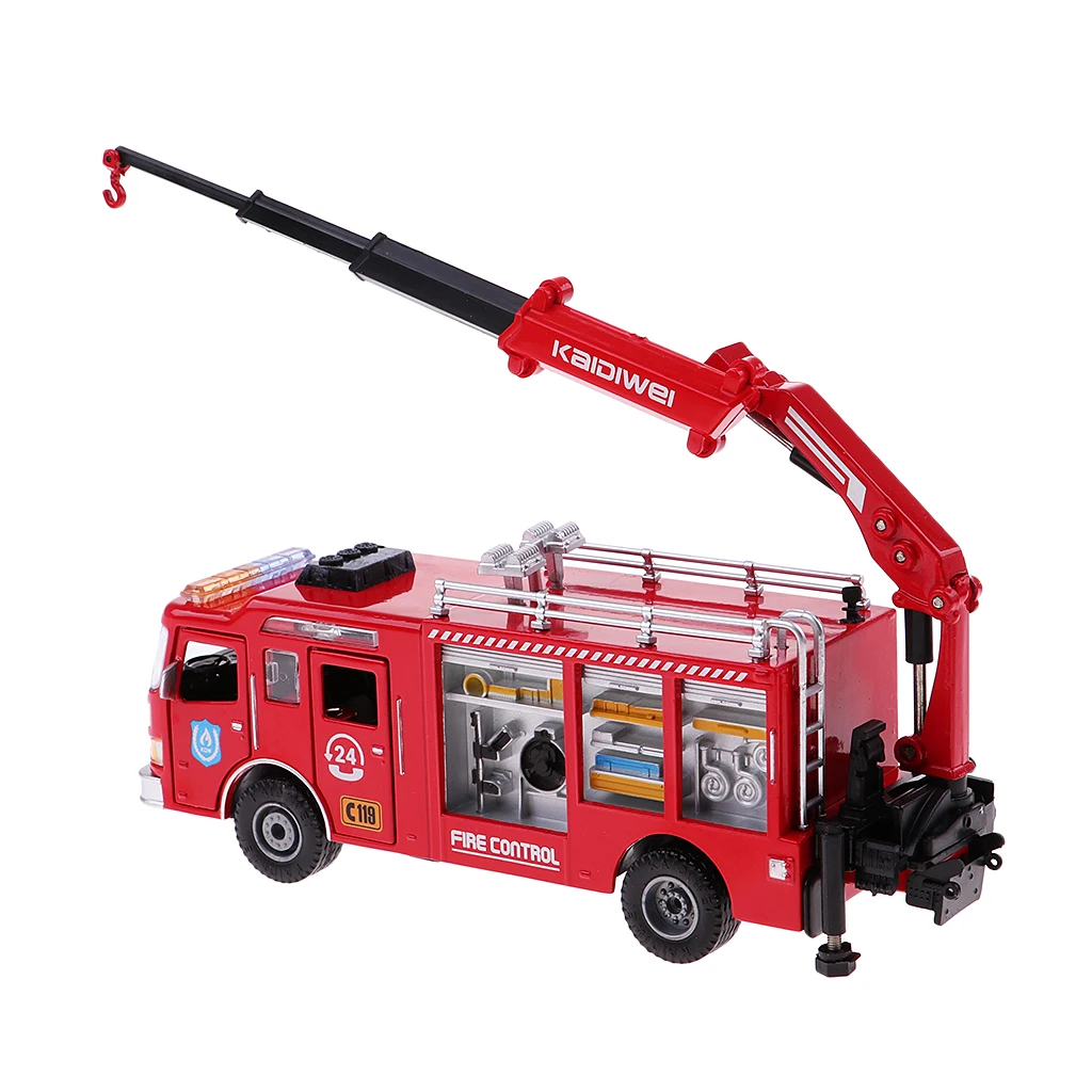

Children Alloy Fire Engine Truck Fire Car Crane 1/50 for Layout Scene