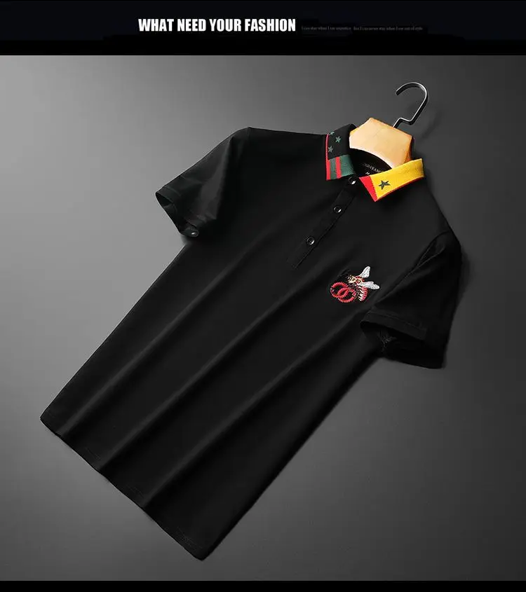 

Summer Embroidered Mercerized Lapel Casual Sports Short Sleeve Trousers Suit