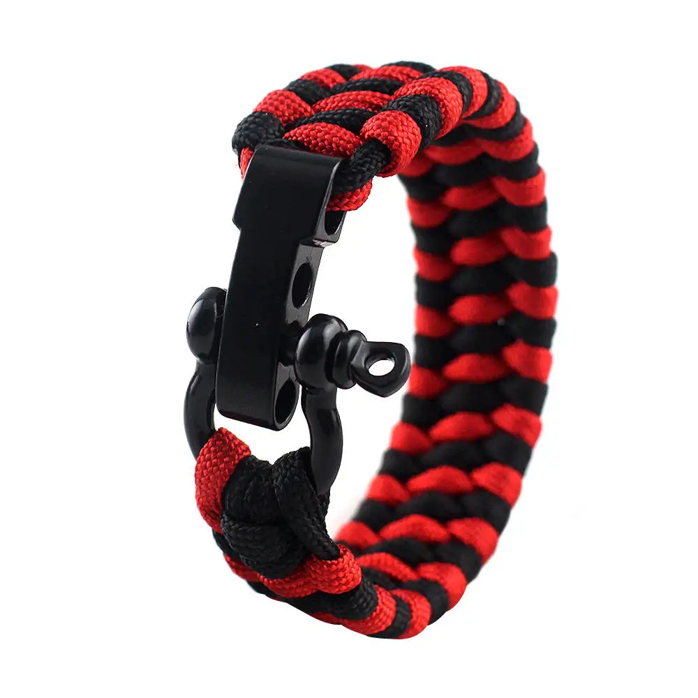

Outdoor Survival Parachute Cord Bracelet with D Shackle Adjustable 2 Pieces