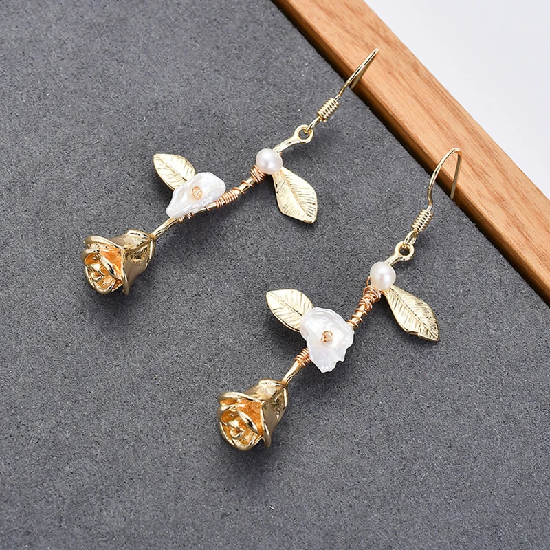 Новое поступление 3 вида стилей модные висячие серьги золотой цвет цветочный