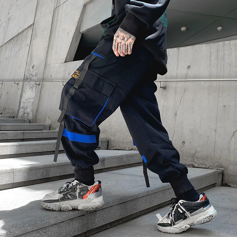 

Ribbons Men Sweatpants Cargo Pants Streetwear Hip Hop Moto & Biker Splicing Casual Trip Shopping Daily Harem Ankle-Length Pants