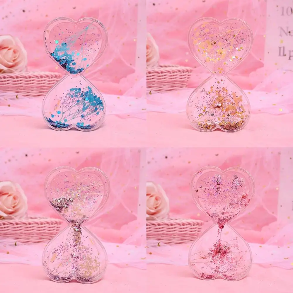 Прозрачные Акриловые песочные часы вверх и вниз любовь форма цветок жидкий