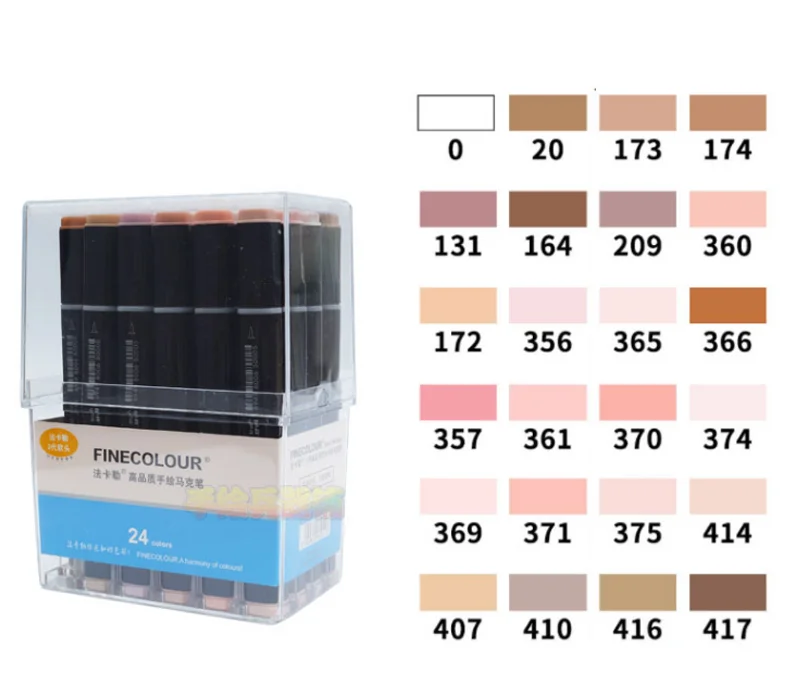 

Finecolour Art Marker The Third Generation Soft Head Black Bar Alcoholic Double Head Marker Set Cartoon Costume Design