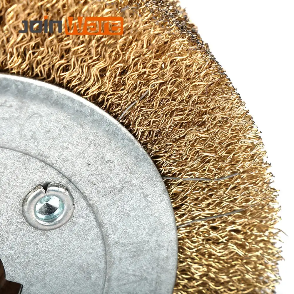 

Brushed Brass Wire Wheel Wood Open Paint Polishing Deburring Wheel for Electric Striping Machine 1Pc
