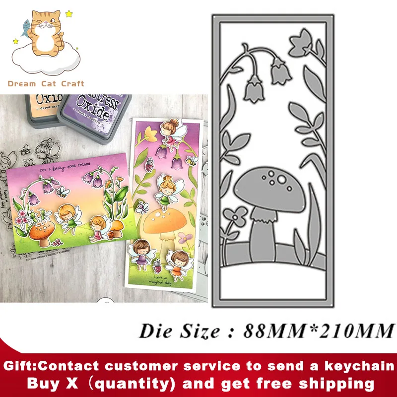 

Mushroom Rectangular Metal Cutting Dies Decorative Scrapbooking Steel Craft Die Cut Embossing Paper Card Stencils Cut Die 2021