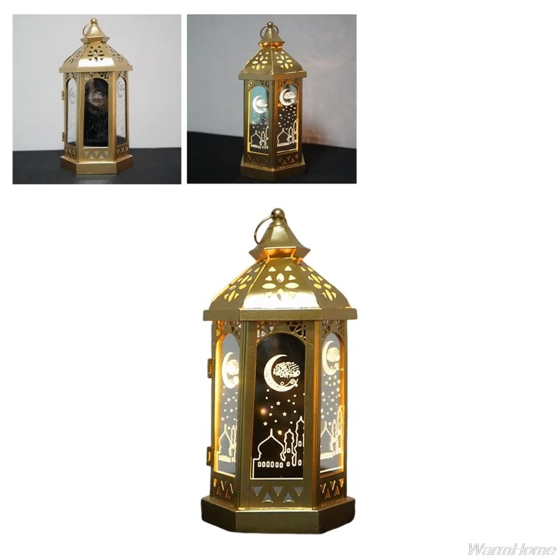 

Happy Eid Mubarak Metal LED Lights Festival Lantern Ramadan Decoration for Home Islamic Muslim Party Decor Supplies M06 21