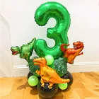 Набор воздушных шаров в виде динозавров джунглей, набор из 18 Темно-черных латексных шаров с зелеными цифрами, 32 дюйма, декор для детского дня рождения, праздника для будущей мамы