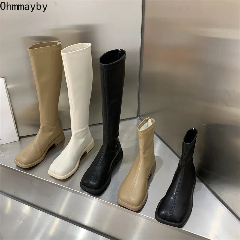 

2022 Winter Boots Women Luxury Designer Knee High Booties Thigh High Leather Bootties Fashion Zippers Long botas de mujer