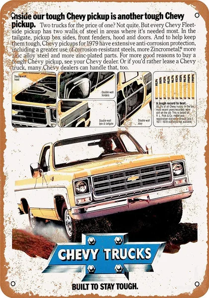

Chev Trucks Tin Sign art wall decoration,vintage aluminum retro metal sign