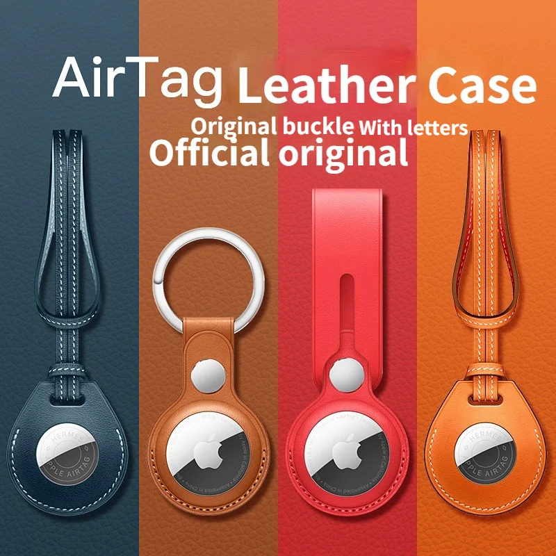 

Apple Airtag case leather protective sleeve tracking anti-lost dog original metal buckle for Air Tag ring keychain anti-drop