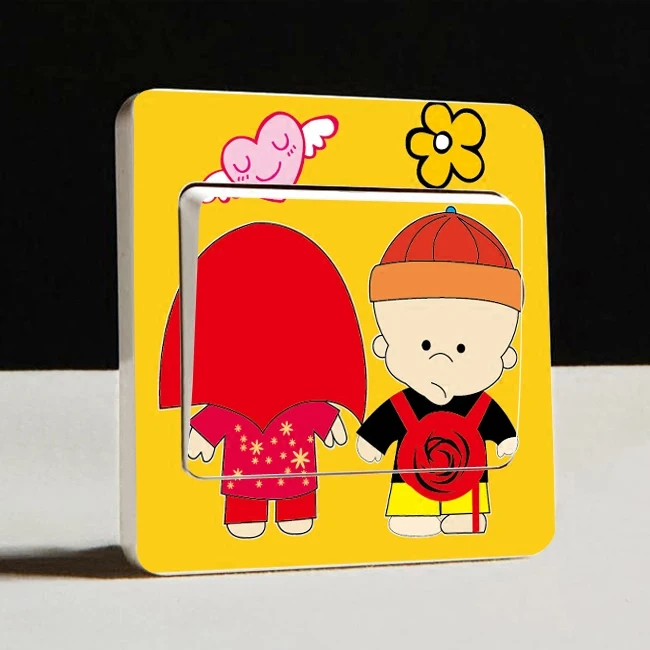 Мультяшные милые декоративные наклейки с квадратными переключателями на