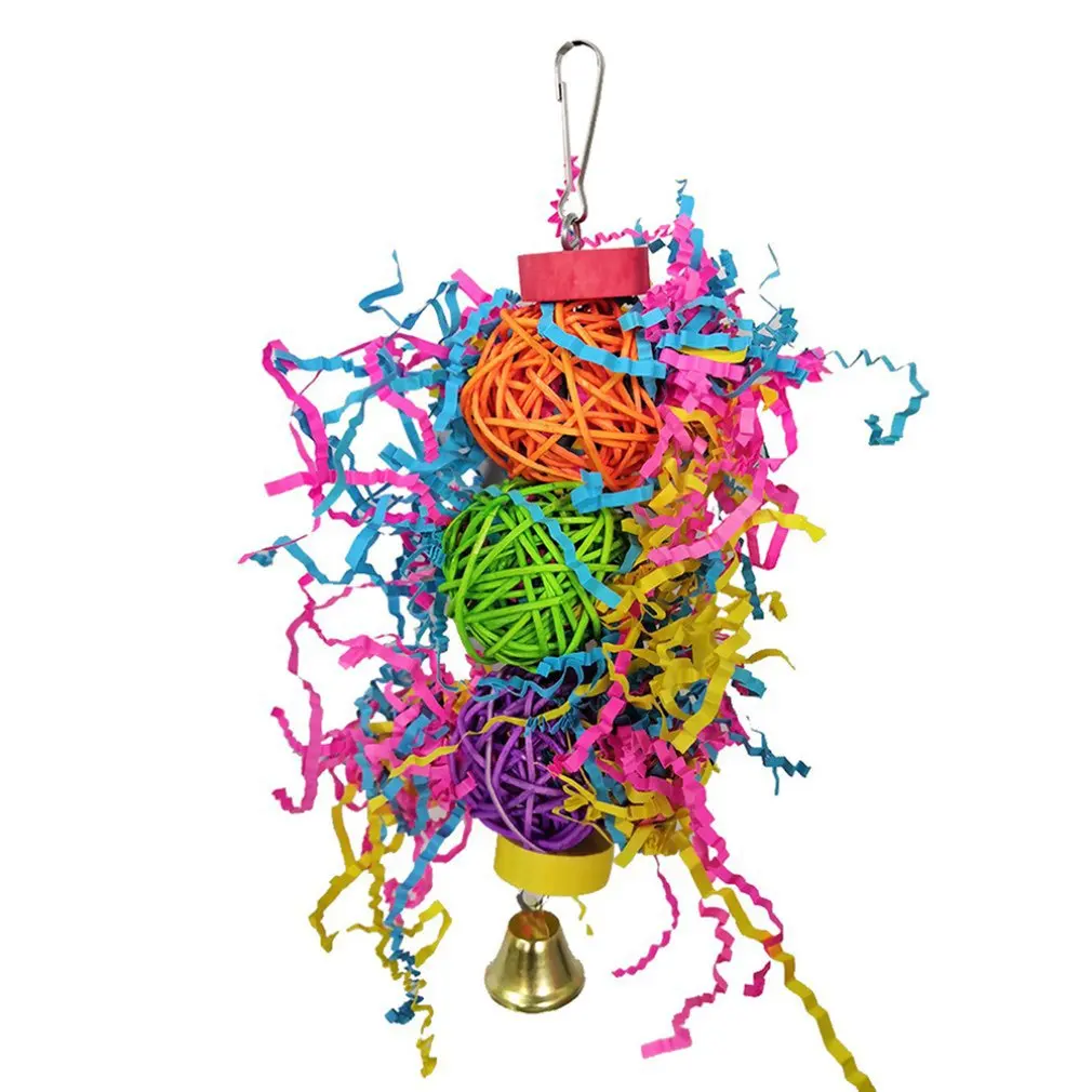 

Rattan Balls Birds Toy 3pcs/set Bird Chew Toys Wicker Bird Balls Bird Cage DIY Accessories Rattan Balls With Shredded Paper