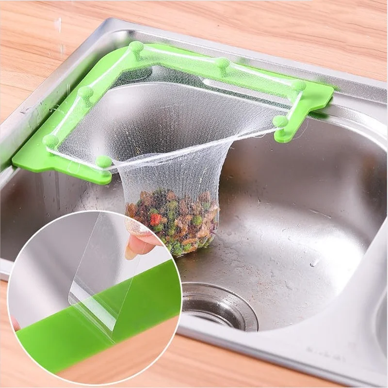 

1Set Multifunctional Triangle Drainage Rack Kitchen Sink Leftovers Filter Hanging Net Drain Basket Kitchen Shelf Organizer