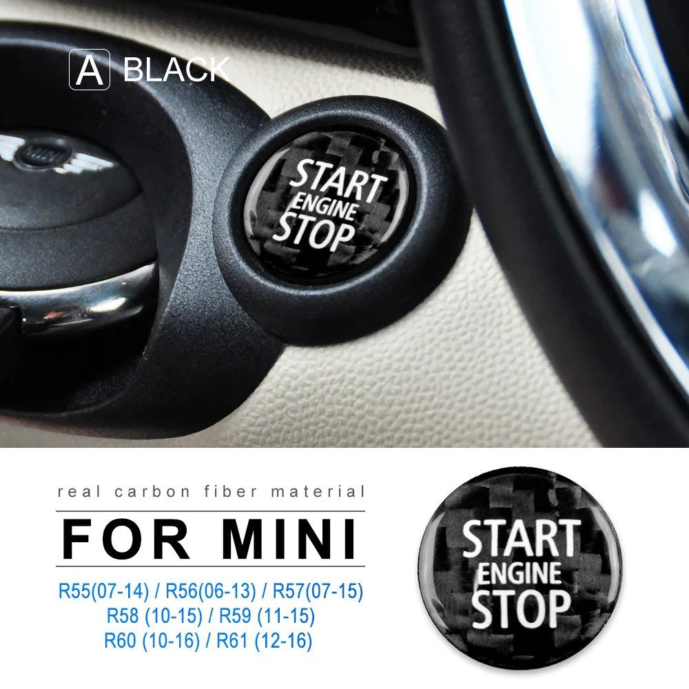 

AMBERMILE для Mini Cooper R55 R56 R57 R58 R59 R60 R61 аксессуары из углеродного волокна, кнопка запуска и остановки двигателя автомобиля, внутренняя наклейка