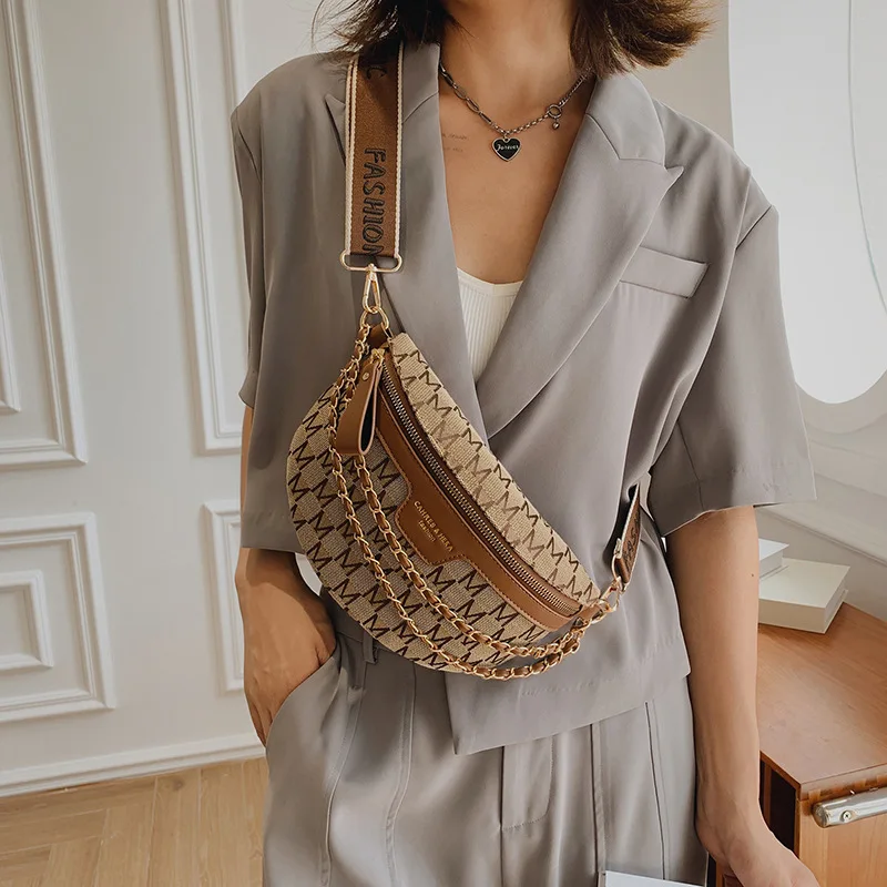 

Brown crossbody waist bag luxury fanny pack for women korean fashion chest bag money purse and handbags streetwear bum bag