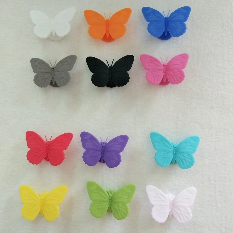 

6pcs/Set Silicone Wine Glass Tag Creative Butterfly Wine Glass Marker Identification Cup Identify Identifier Cup Bar Accessories
