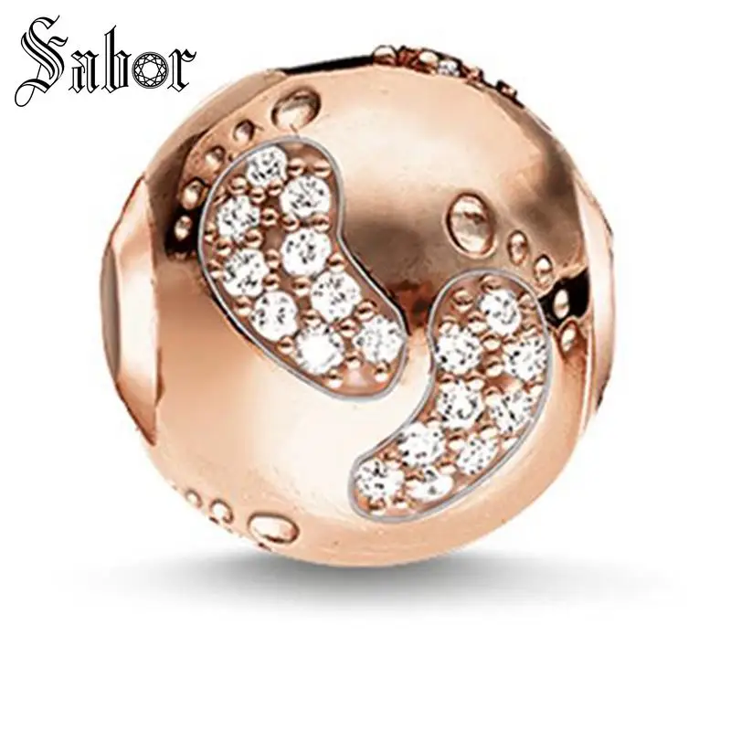 Розовое золото Цвет Детские бусины &quotследы&quot самые модные DIY Карма Подарок для