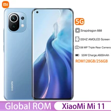 Original rom global xiaomi mi 11 5g smartphone 128gb/256gb snapdragon 888 octa núcleo 120hz amoled tela 55w carregador rápido nfc (4)
