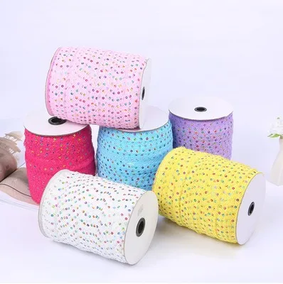 1M Lace Embroidery Fabric Organza 1.5CM Sequin Ribbon Sewing Accessories Trim Guipure Multicolor Sequins | Дом и сад