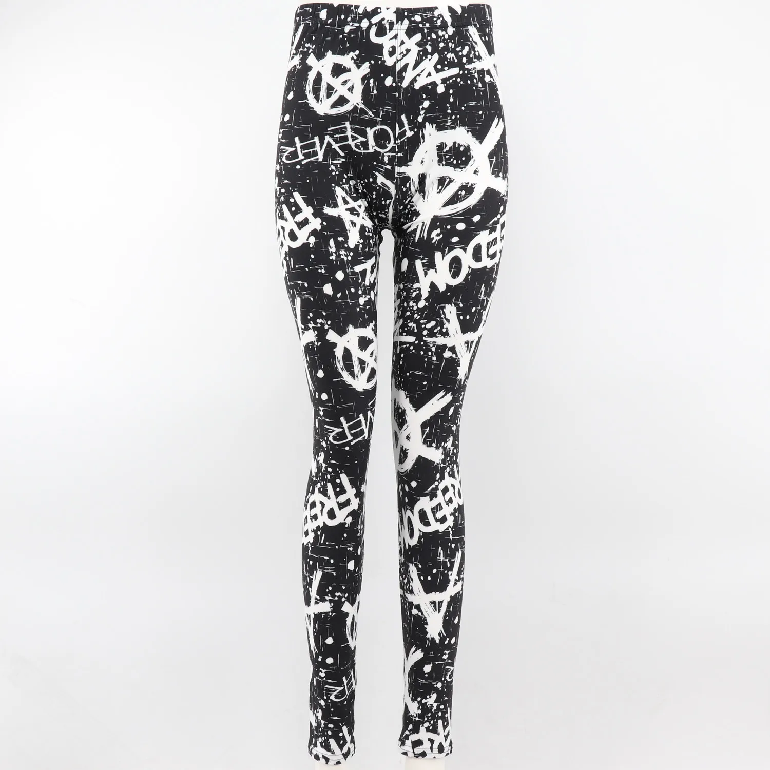 

Укороченные Леггинсы с принтом граффити, эластичная плоская Талия