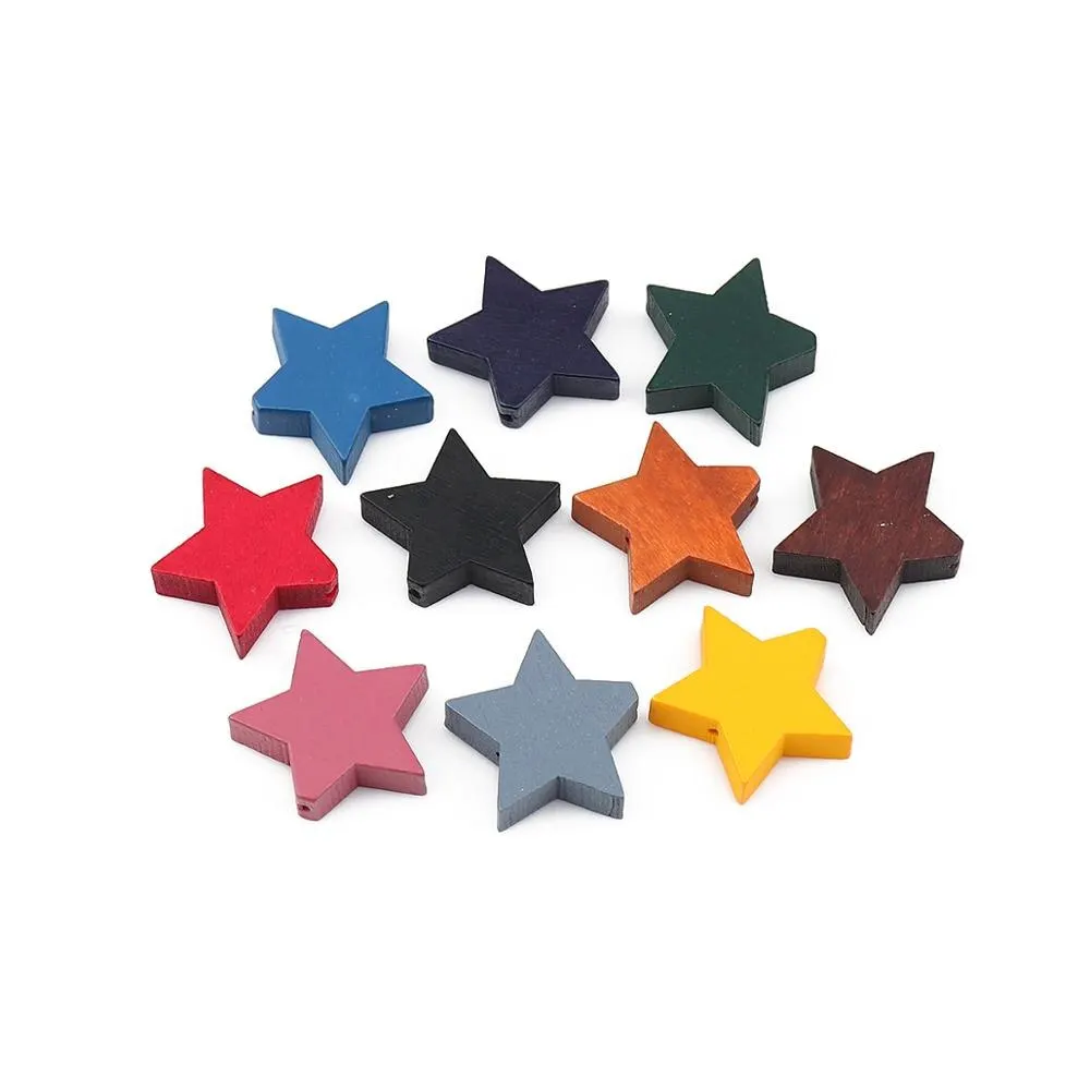 Doreen Box Natural Wooden Spacer Beads Pentagram Star Pendant Loose Decor for DIY Jewelry Making Necklace Finding 30PCs | Украшения и
