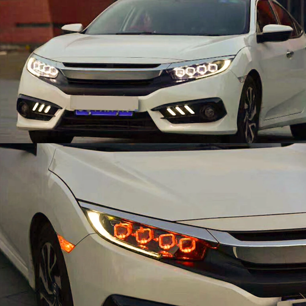 1 пара автомобилей головной светильник s для Honda Civic 10th 2016 2017 2018 HID светодиодный с