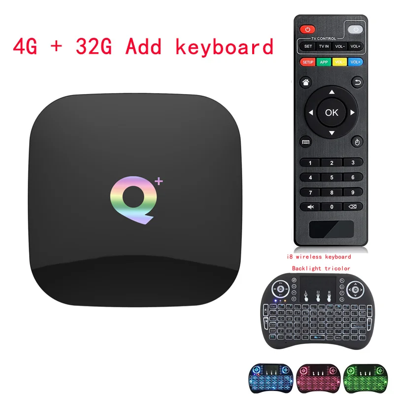 4G 32G Add keyboard Q Plus Android 9,0 ТВ приставка Смарт ТВ приставка 4 Гб ОЗУ 64 Гб Allwinner H6 четырехъядерный 6K H.265 USD3.0 2,4G Wifi Google Play store Youtube - Цвет: 4G 32G Add keyboard