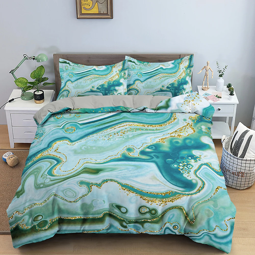 Мрамор пододеяльник набор радуга роскошный постельные принадлежности красочные